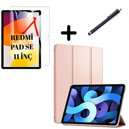 Xiaomi Redmi Pad SE 11inç Kılıf SET PU Deri Smart Tablet Kilifi Ekran Koruyucu + Kalem