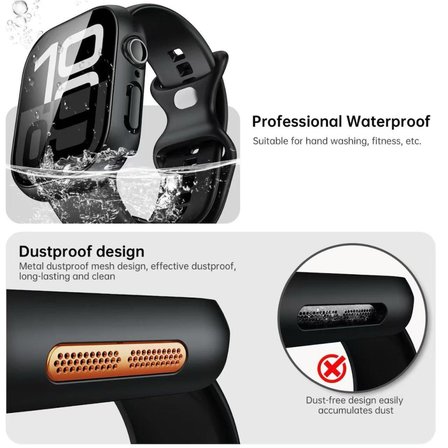 Apple Watch 44mm Deniz Havuz için Su Geçirmez Ekran Koruyuculu Kasa Koruyucu