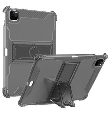 Apple iPad Air 4 10.9" Kılıf Kalem Bölemli Standlı Darbelere Dayanıklı Şeffaf Kapak A2072 A2316 A2324 A2325