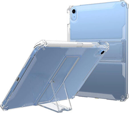 Apple iPad 11.Nesil A16 11inç/10.Nesil 10.9inç Kılıf Kalem Bölemli Standlı Darbelere Dayanıklı Şeffaf Kapak