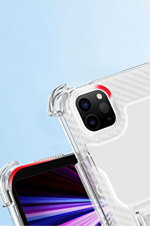 Apple iPad 11.Nesil A16 11inç/10.Nesil 10.9inç Kılıf Kalem Bölemli Standlı Darbelere Dayanıklı Şeffaf Kapak