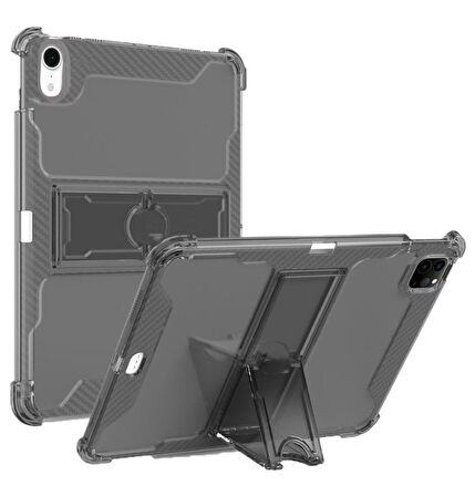 Apple iPad 9. Nesil 10.2 Kılıf Kalem Bölemli Standlı Darbelere Dayanıklı Şeffaf Kapak A2602 A2603 A2604 A2605