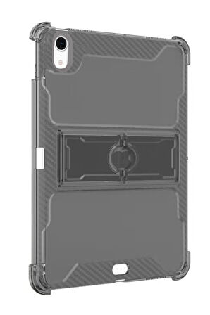 Apple iPad 7. Nesil 10.2 Kılıf Kalem Bölemli Standlı Darbelere Dayanıklı Şeffaf Kapak A2197 A2198 A2200