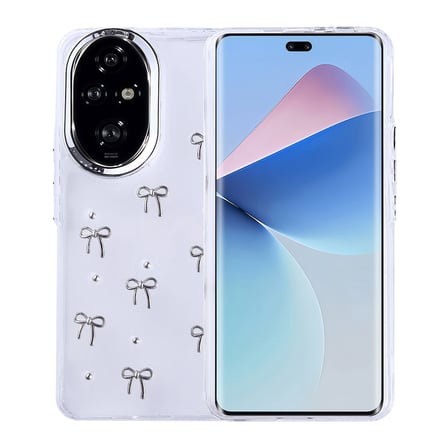 Honor 200 Kılıf Kabartmalı Kelebek-Kiraz-Çiçek Dizayn Şeffaf Kutup Kapak