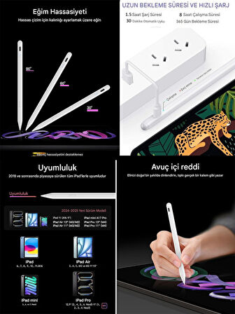 iPad 11/10.Nesil A16 9/8/7 10.2 Air/Pro 4/5/6 11/13inç Uyumlu Avuç Içi Reddi Dokunmatik Çizim Kalemi PEN16