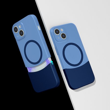 Apple iPhone 15 Kılıf M-Safe Şarj Özellikli Mıknatıslı Çift Renk Duble Kapak