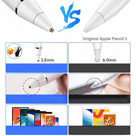 Stylus Kapasitif Dokunmatik Kalem Tüm Cihazlar Telefon ile Uyumlu Çizim Tasarım Tablet Kalemi