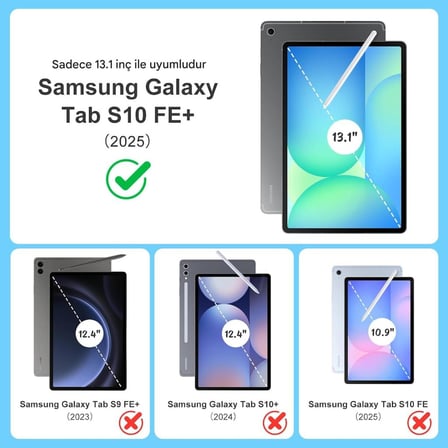 Samsung Galaxy Tab S10 FE+ Plus Kılıf Kalem Bölmeli Trifolding Case X620 X626