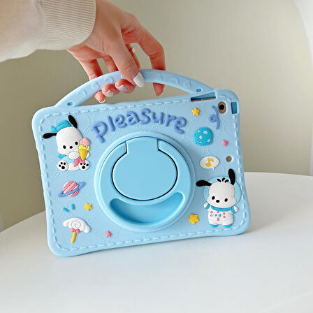 Samsung Galaxy Tab A9 Plus X210 X213 X215 X217 Kılıf Cute Dolls Standlı Eğlenceli 3D Karekterli Çocuk Kılıfı