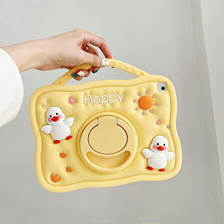 Samsung Galaxy Tab S9 FE/S10 FE S7-S8-S9 Kılıf Cute Dolls Standlı Eğlenceli 3D Karekterli Çocuk Kılıfı-Plus Değil