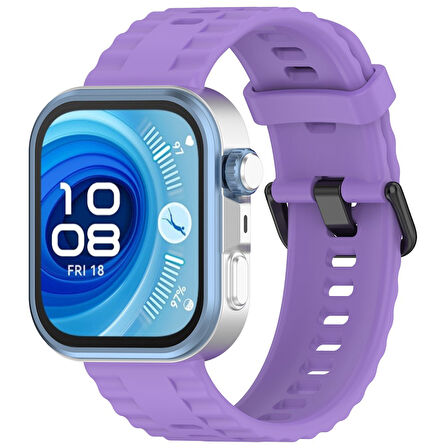 Huawei Watch Fit 4/Fit 4 Pro/Fit 3 Kordon Silikon Dalga Desen Şerit Kordon 23 (Fit/Fit2 Uyumlu Değildir)