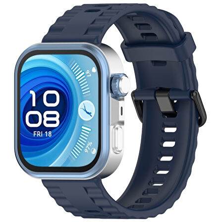 Huawei Watch Fit 4/Fit 4 Pro/Fit 3 Kordon Silikon Dalga Desen Şerit Kordon 23 (Fit/Fit2 Uyumlu Değildir)