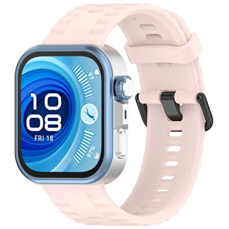 Huawei Watch Fit 4/Fit 4 Pro/Fit 3 Kordon Silikon Dalga Desen Şerit Kordon 23 (Fit/Fit2 Uyumlu Değildir)