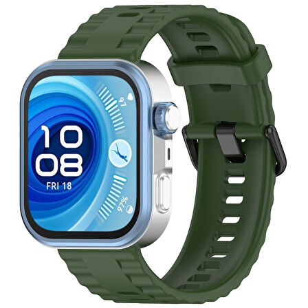 Huawei Watch Fit 4/Fit 4 Pro/Fit 3 Kordon Silikon Dalga Desen Şerit Kordon 23 (Fit/Fit2 Uyumlu Değildir)