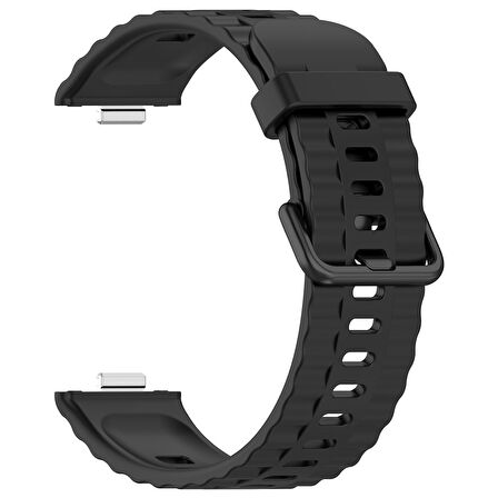 Huawei Watch Fit 4/Fit 4 Pro/Fit 3 Kordon Silikon Dalga Desen Şerit Kordon 23 (Fit/Fit2 Uyumlu Değildir)