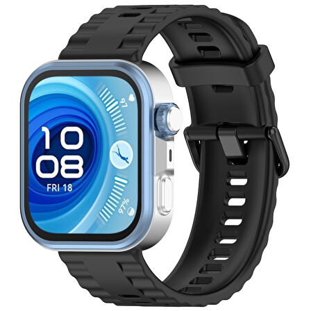 Huawei Watch Fit 4/Fit 4 Pro/Fit 3 Kordon Silikon Dalga Desen Şerit Kordon 23 (Fit/Fit2 Uyumlu Değildir)