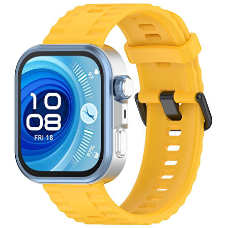 Huawei Watch Fit 4/Fit 4 Pro/Fit 3 Kordon Silikon Dalga Desen Şerit Kordon 23 (Fit/Fit2 Uyumlu Değildir)