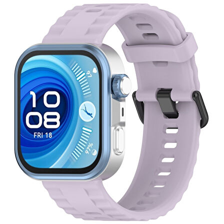 Huawei Watch Fit 4/Fit 4 Pro/Fit 3 Kordon Silikon Dalga Desen Şerit Kordon 23 (Fit/Fit2 Uyumlu Değildir)