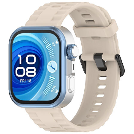 Huawei Watch Fit 4/Fit 4 Pro/Fit 3 Kordon Silikon Dalga Desen Şerit Kordon 23 (Fit/Fit2 Uyumlu Değildir)