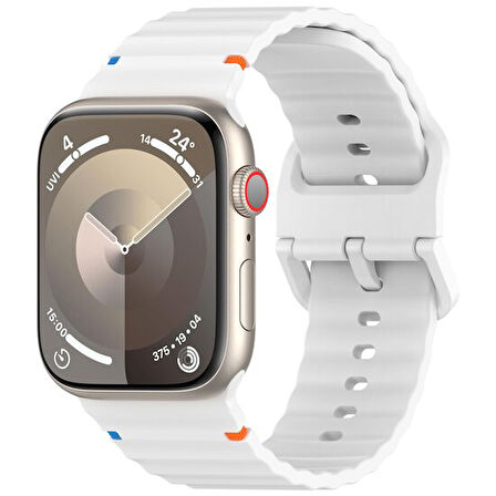 Apple Watch 42/44/45/46/49mm Kordon Dekoratif Örgü Çizgili Spor Silikon Kayış 2/3/4/5/6/se/7/8/9/10/ultra