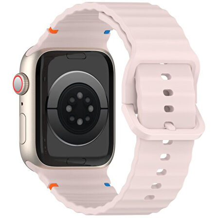 Apple Watch 42/44/45/46/49mm Kordon Dekoratif Örgü Çizgili Spor Silikon Kayış 2/3/4/5/6/se/7/8/9/10/ultra