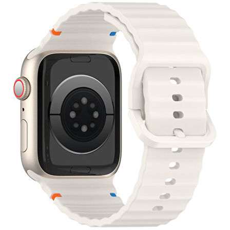 Apple Watch 42/44/45/46/49mm Kordon Dekoratif Örgü Çizgili Spor Silikon Kayış 2/3/4/5/6/se/7/8/9/10/ultra