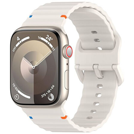 Apple Watch 42/44/45/46/49mm Kordon Dekoratif Örgü Çizgili Spor Silikon Kayış 2/3/4/5/6/se/7/8/9/10/ultra