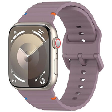 Apple Watch 42/44/45/46/49mm Kordon Dekoratif Örgü Çizgili Spor Silikon Kayış 2/3/4/5/6/se/7/8/9/10/ultra