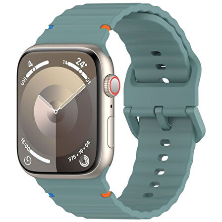 Apple Watch 42/44/45/46/49mm Kordon Dekoratif Örgü Çizgili Spor Silikon Kayış 2/3/4/5/6/se/7/8/9/10/ultra