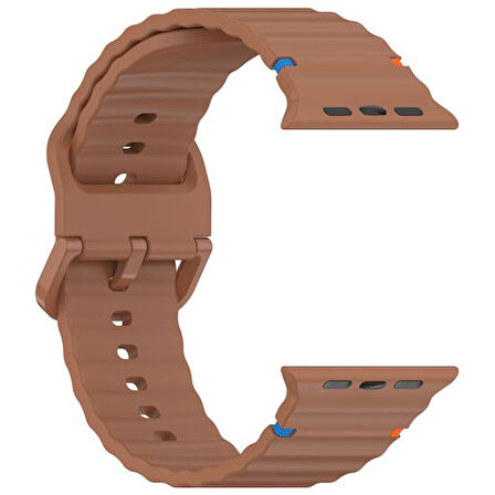 Apple Watch 10 Serisi 42mm - 38/40/41mm Kordon Dekoratif Örgü Çizgili Spor Silikon Kayış