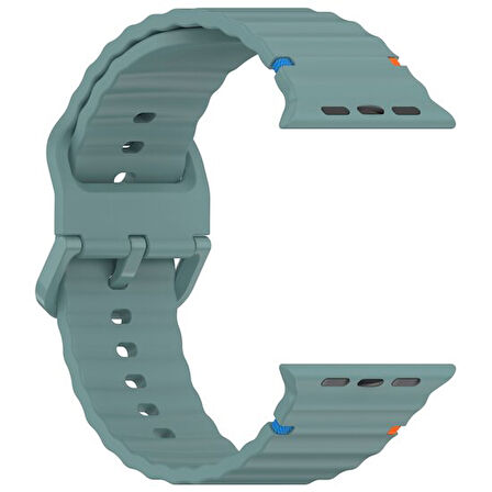 Apple Watch 10 Serisi 42mm - 38/40/41mm Kordon Dekoratif Örgü Çizgili Spor Silikon Kayış