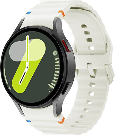 Samsung Galaxy Watch 4 5 6 7 FE 40 44 Classic 42 43 46 47 mm Kordon Dekoratif Örgü Çizgili Spor Silikon Kayış