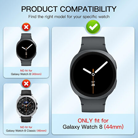 Samsung Galaxy Watch 8 44mm Sert PC Kasa ve Ekran Koruyucu 14