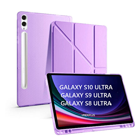 Samsung Galaxy Tab S8 Ultra/S9 Ultra/S10 Ultra Kılıf Kalem Bölmeli Trifolding Case X900 X910 X920