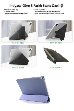 Apple iPad 9. Nesil 8.Nesil 7.Nesil 10.2 Kılıf Kalem Bölmeli Trifolding Case A2602 A2603 A2604 A2605