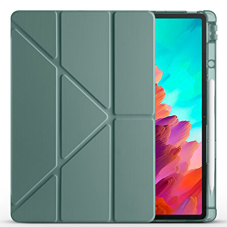 Lenovo Idea Tab Pro 12.7inç TB-373FU Kılıf Kalem Bölmeli Trifolding Case