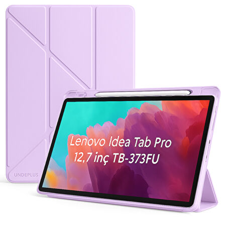 Lenovo Idea Tab Pro 12.7inç TB-373FU Kılıf Kalem Bölmeli Trifolding Case