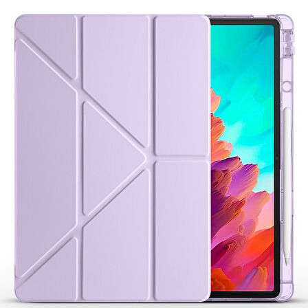 Lenovo Idea Tab Pro 12.7inç TB-373FU Kılıf Kalem Bölmeli Trifolding Case