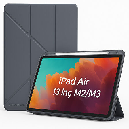 Apple iPad Air 13inç M2/M3 Kılıf Kalem Şarj Bölmeli Case A2898 A2899 A2900