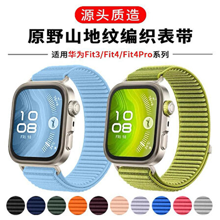 Huawei Watch Fit 4/Fit 4 Pro/Fit 3 Kordon Dalgalı Cırt Cırt Hasır Kordon