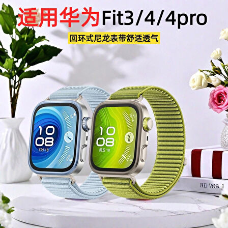 Huawei Watch Fit 4/Fit 4 Pro/Fit 3 Kordon Dalgalı Cırt Cırt Hasır Kordon