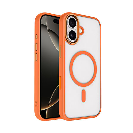 Apple iPhone 17 için Magsafe ile uyumlu Kılıf Krom Silikon Kapak