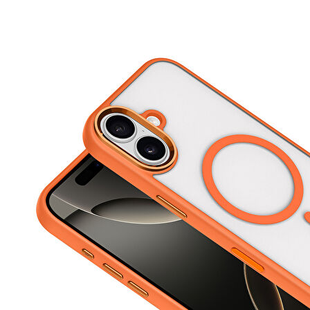 Apple iPhone 17 için Magsafe ile uyumlu Kılıf Krom Silikon Kapak