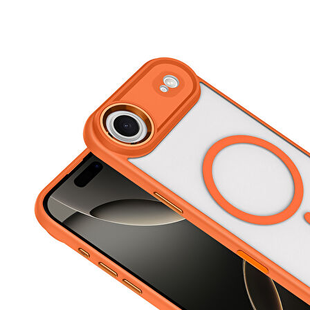 Apple iPhone 17 Air için Magsafe ile uyumlu Kılıf Krom Silikon Kapak