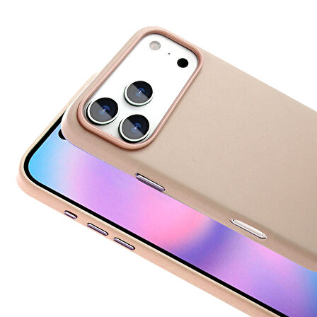 Apple iPhone 17 Pro Max Kılıf Wireless Şarj Özellikli PU Deri Görünümlü Kupra Kapak