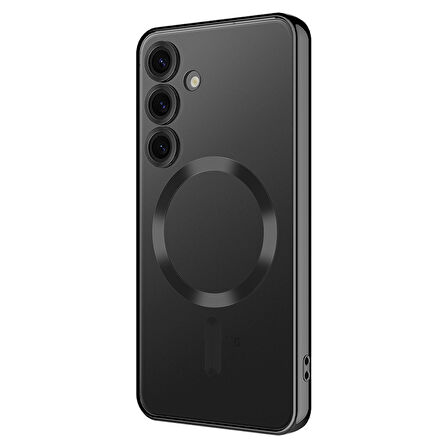 Samsung Galaxy A55 için Magsafe ile uyumlu Kılıf Kamera Lensli Korumalı Şeffaf Silikon Kapak