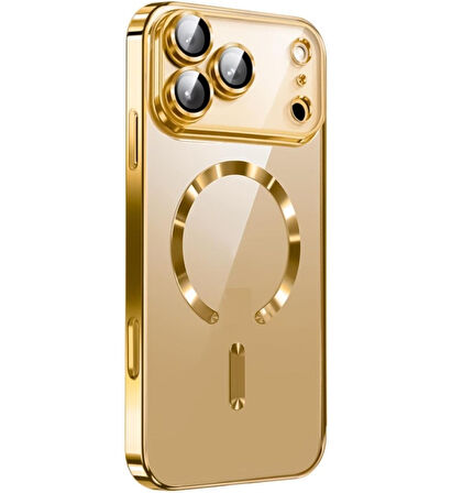 Apple iPhone 17 Pro Max için Magsafe ile uyumlu Kılıf Kamera Lensli Korumalı Şeffaf Silikon Kapak