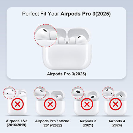 Apple Airpods Pro 3. Nesil ile uyumlu Kılıf Şeffaf Kristal Silikon Sert PC Şeffaf Case 14