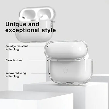 Apple Airpods Pro 3. Nesil ile uyumlu Kılıf Şeffaf Kristal Silikon Sert PC Şeffaf Case 14