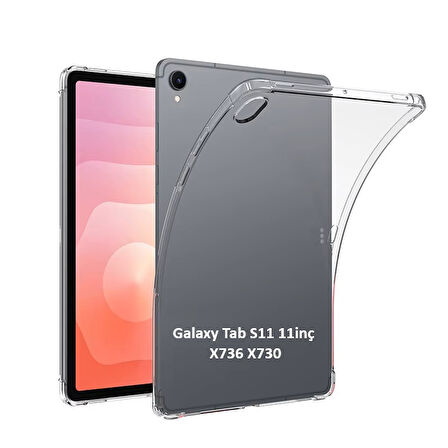 Samsung Galaxy Tab S11 11inç 2025 Kılıf Darbelere Dayanıklı Şeffaf Kapak X736 X730